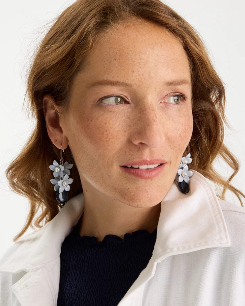 Chicos Lapis Lazuli Stone Flower Earrings - BLUE