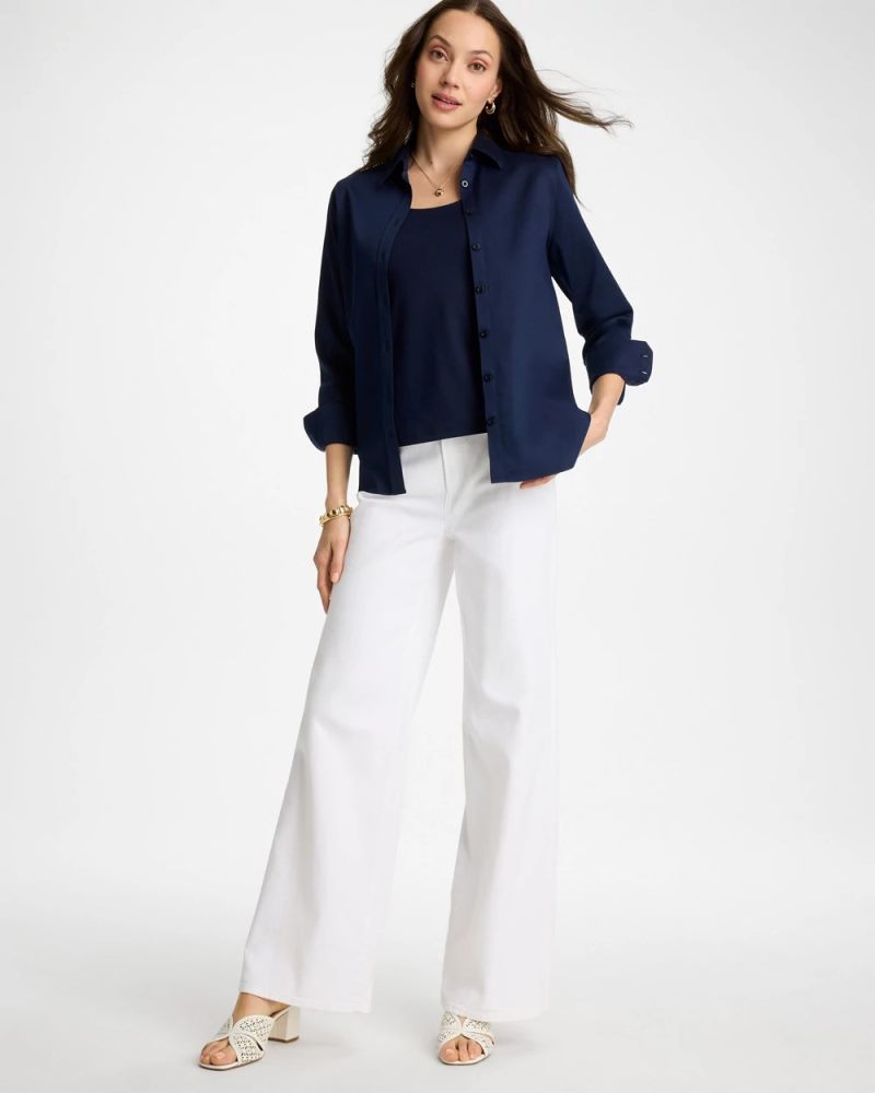 Chicos No Iron Stretch Shirt - CLASSIC NAVY