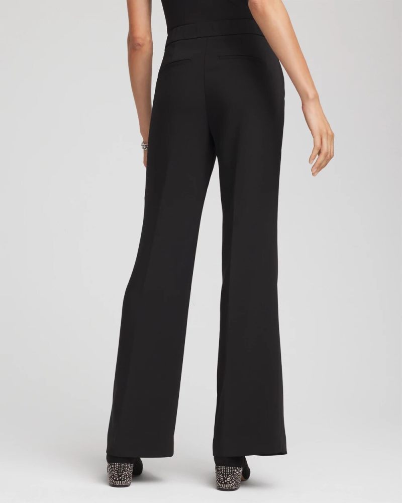 Chicos Crepe Flared Trouser Pants - BLACK