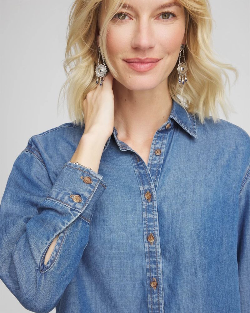 Chicos Tencel™ Cropped Denim Shirt - BAILEY INDIGO