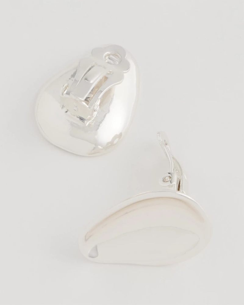 Chicos Silvertone Stud Clip-On Earrings - SILVER