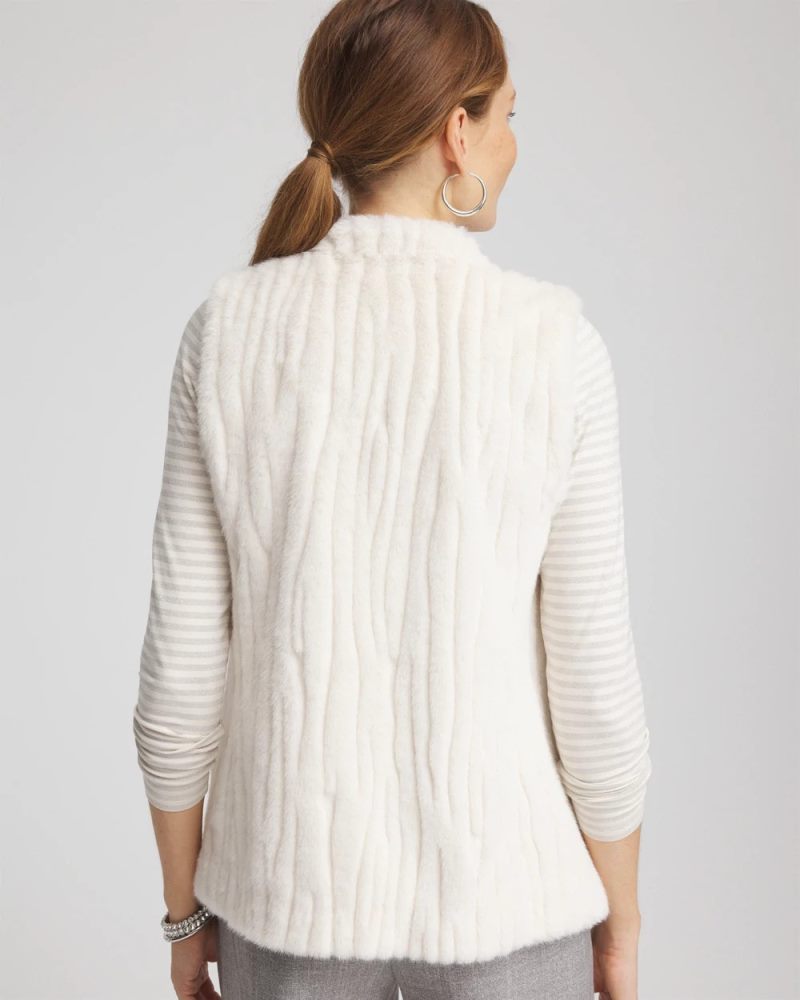 Chicos Elongated Faux Fur Vest - ENGLISH CREAM