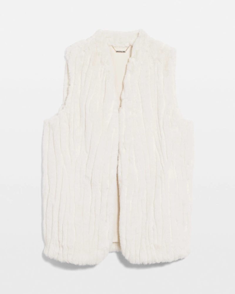 Chicos Elongated Faux Fur Vest - ENGLISH CREAM