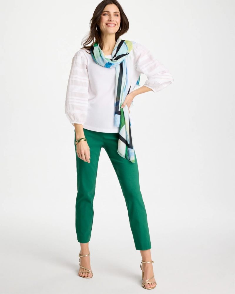 Chicos Pintuck Puff Sleeve Tee - ALABASTER