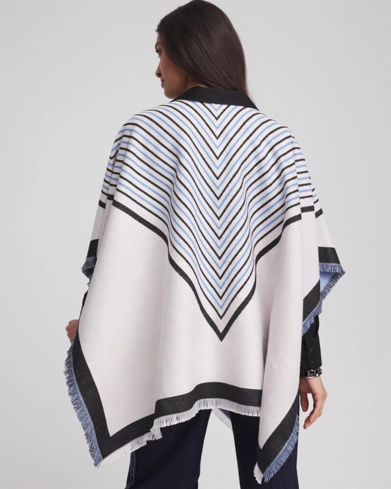 Chicos Woven Reversible Ruana - PASSPORT BLUE
