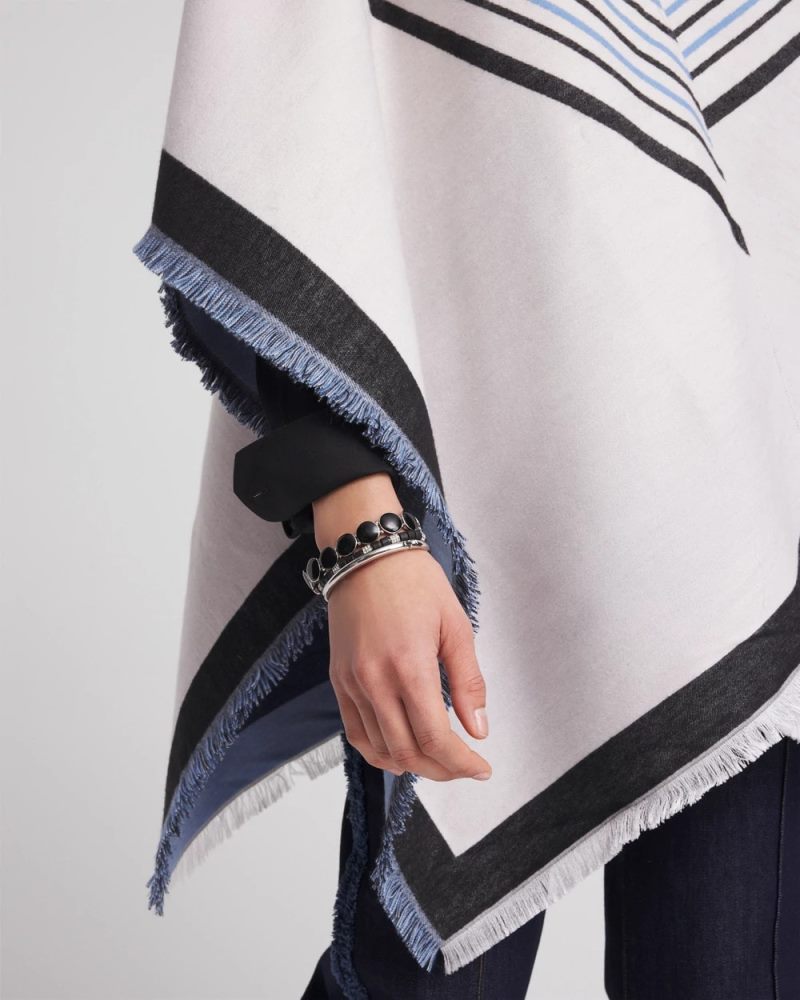 Chicos Woven Reversible Ruana - PASSPORT BLUE