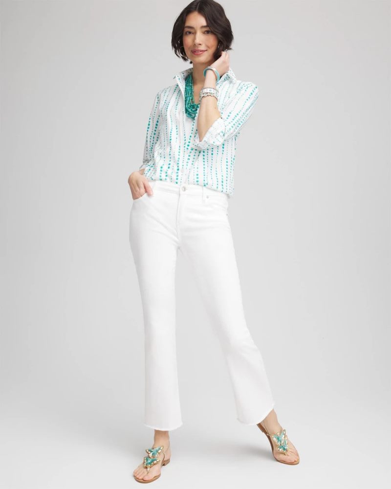 Chicos No Iron Sateen Bubble Print Shirt - SEASPRAY