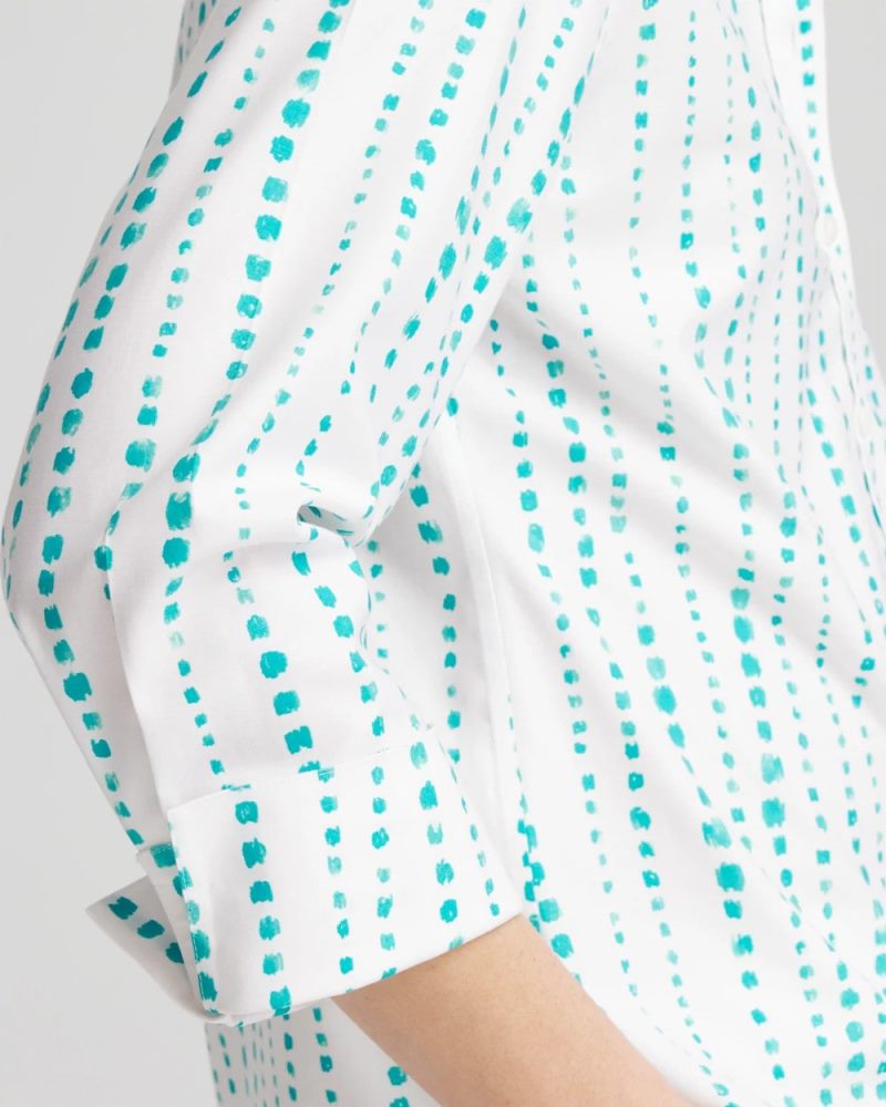 Chicos No Iron Sateen Bubble Print Shirt - SEASPRAY