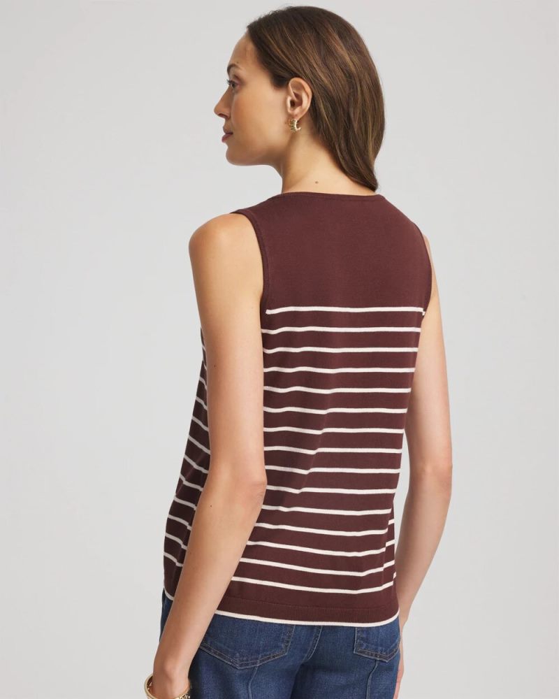 Chicos Ella Striped Sweater Tank - CACAO