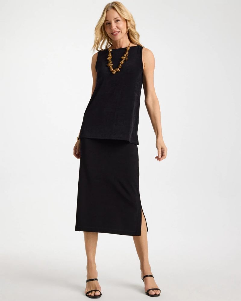 Chicos Travelers™ Midi Skirt - TRAVELERS BLACK