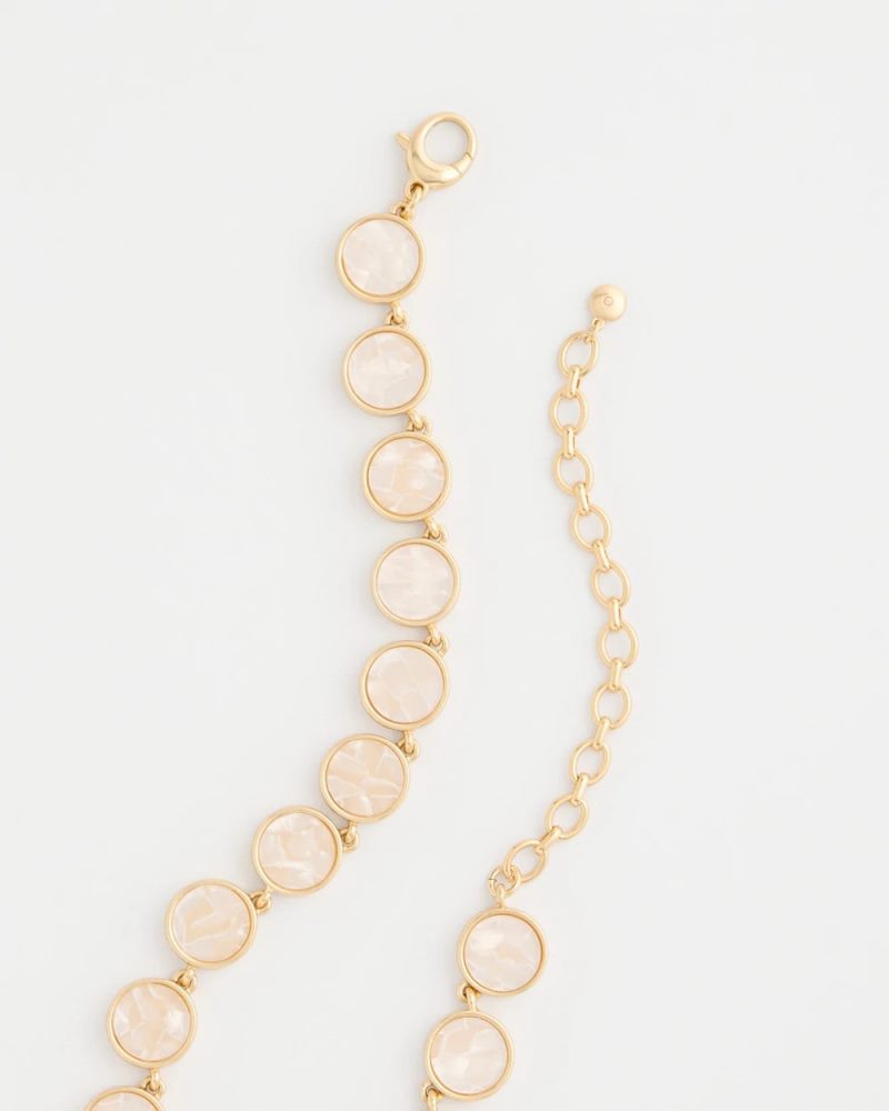 Chicos Pearlescent Rounded Collar Necklace - GOLD