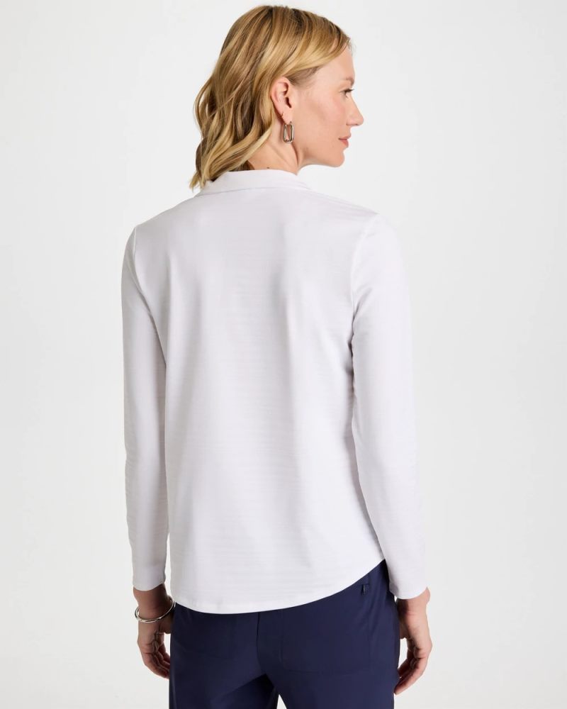 Chicos Zenergy® UPF Shadow Stripe Polo - ALABASTER