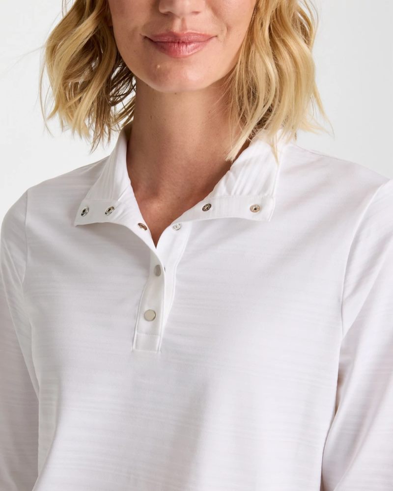 Chicos Zenergy® UPF Shadow Stripe Polo - ALABASTER