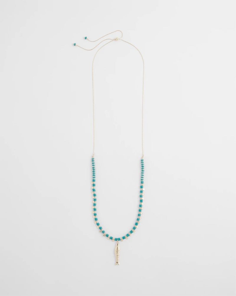 Chicos Turquoise Bead Necklace - BLUE