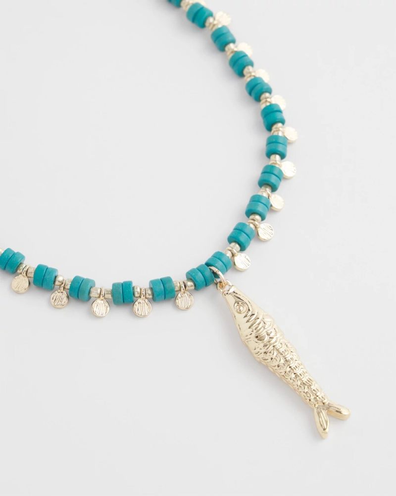 Chicos Turquoise Bead Necklace - BLUE