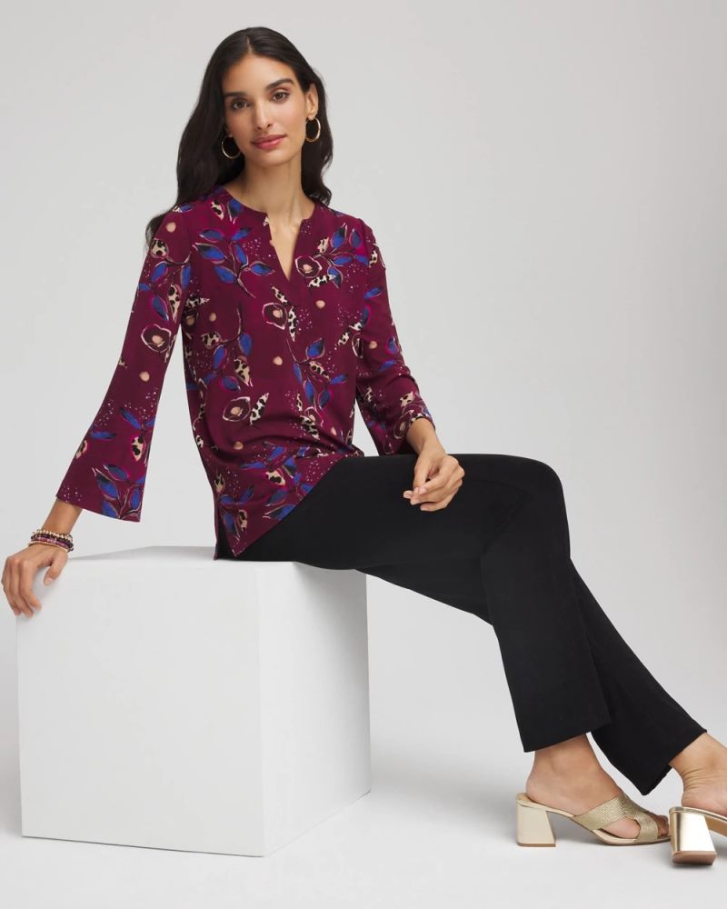 Chicos Travelers™ Artisanal Toss Tunic - BLACKENED BURGUNDY