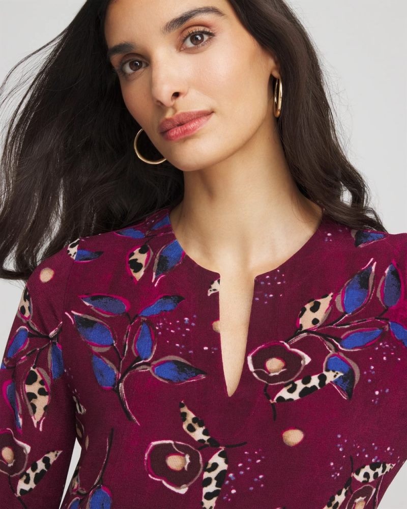 Chicos Travelers™ Artisanal Toss Tunic - BLACKENED BURGUNDY