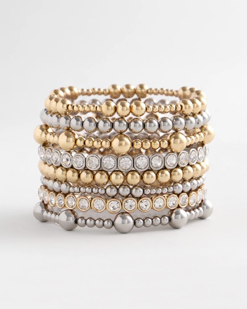Chicos Silver-tone Small Bead Stretch Bracelet - SILVER