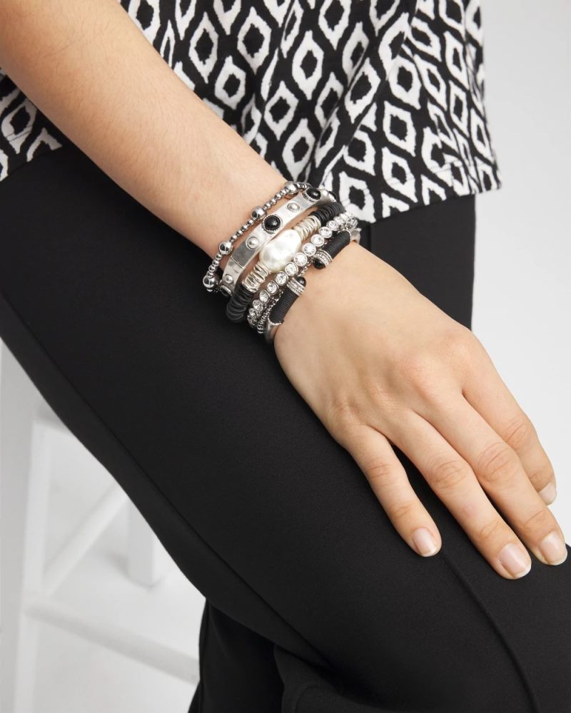 Chicos Silver-tone Small Bead Stretch Bracelet - SILVER