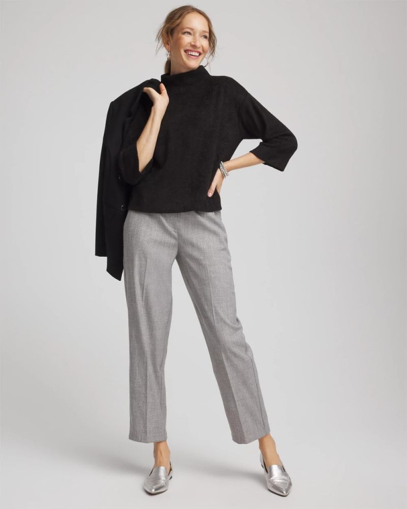 Chicos Jacquard Cozy Turtleneck - BLACK