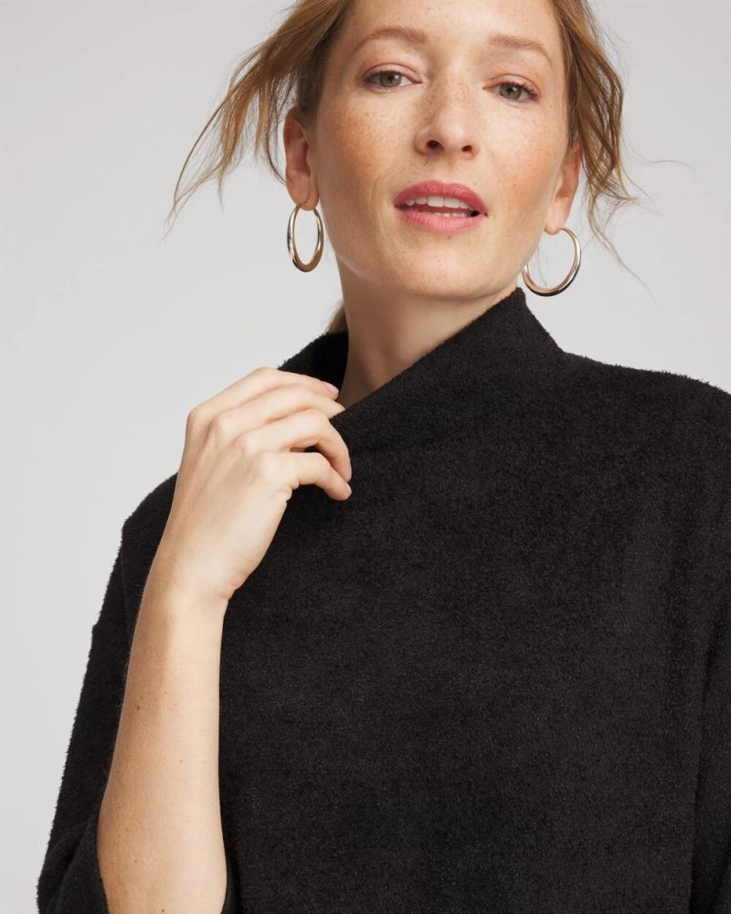 Chicos Jacquard Cozy Turtleneck - BLACK