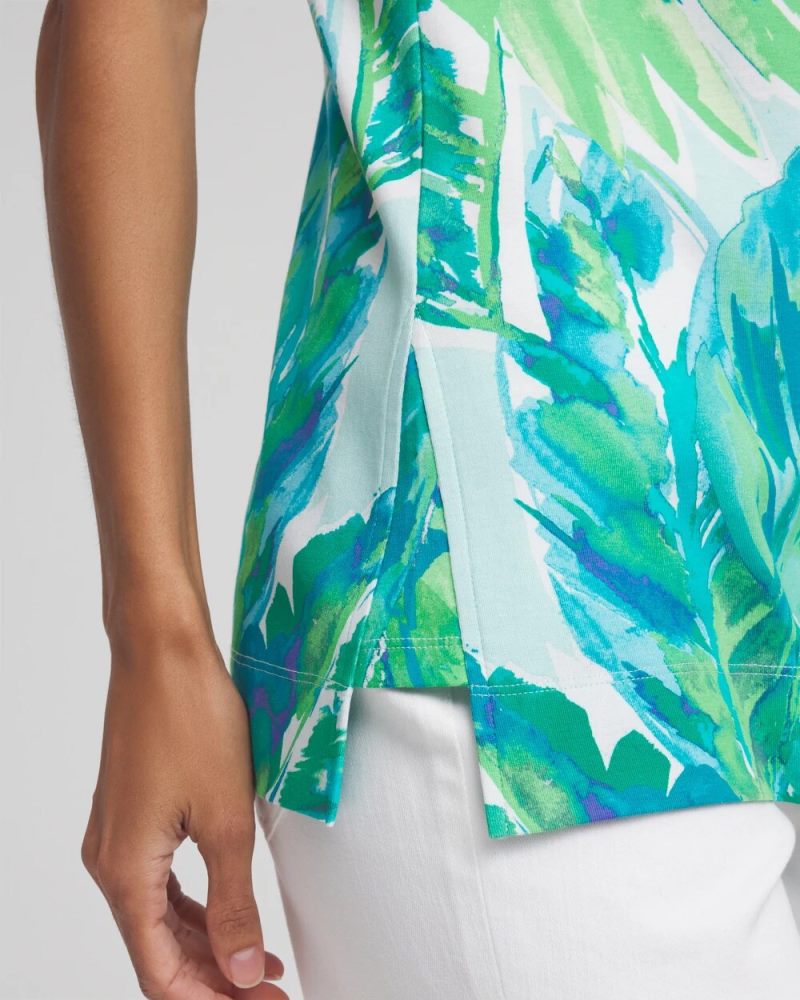 Chicos Tropical Pima Sleeveless V-Neck Tunic - TEAL WATERS