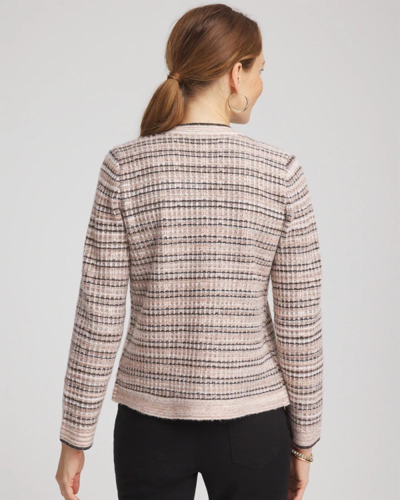 Chicos Sunset Abstract Sweater Jacket - BLACK