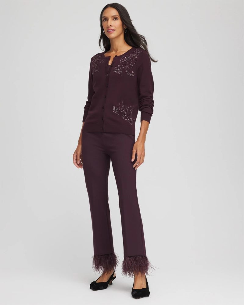 Chicos Embellished Crewneck Cardigan - NIGHT BLOOM