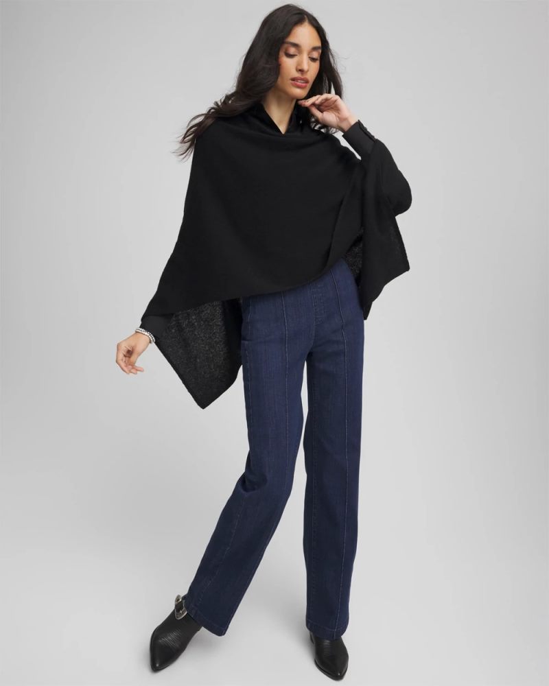 Chicos Cashmere Poncho - BLACK