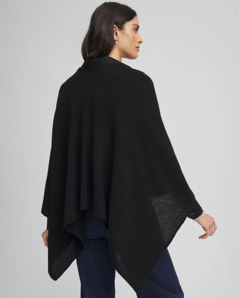Chicos Cashmere Poncho - BLACK