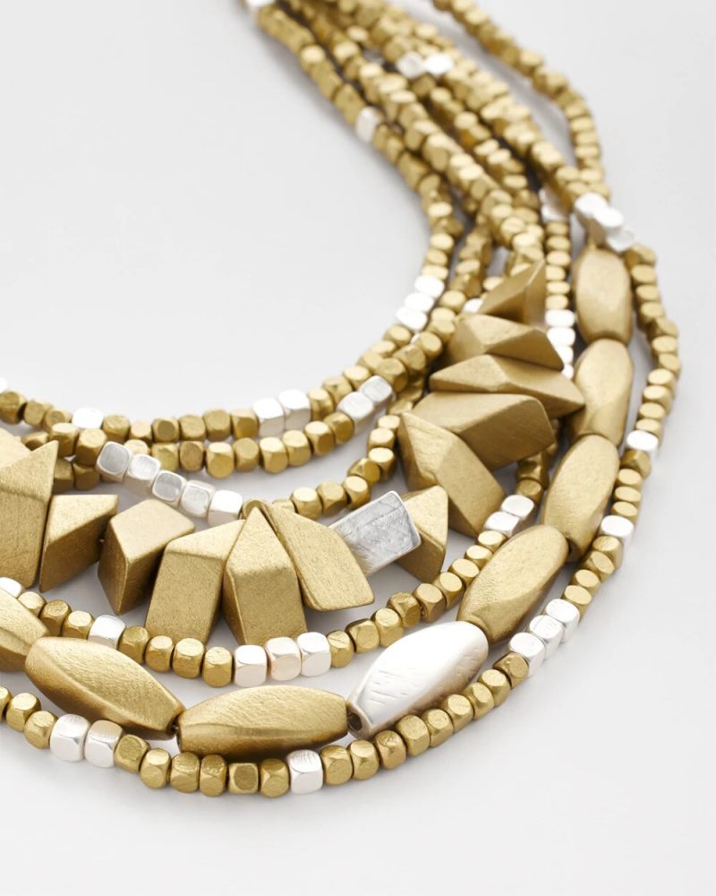 Chicos Wood-Beaded Bib Necklace - NEUTRAL