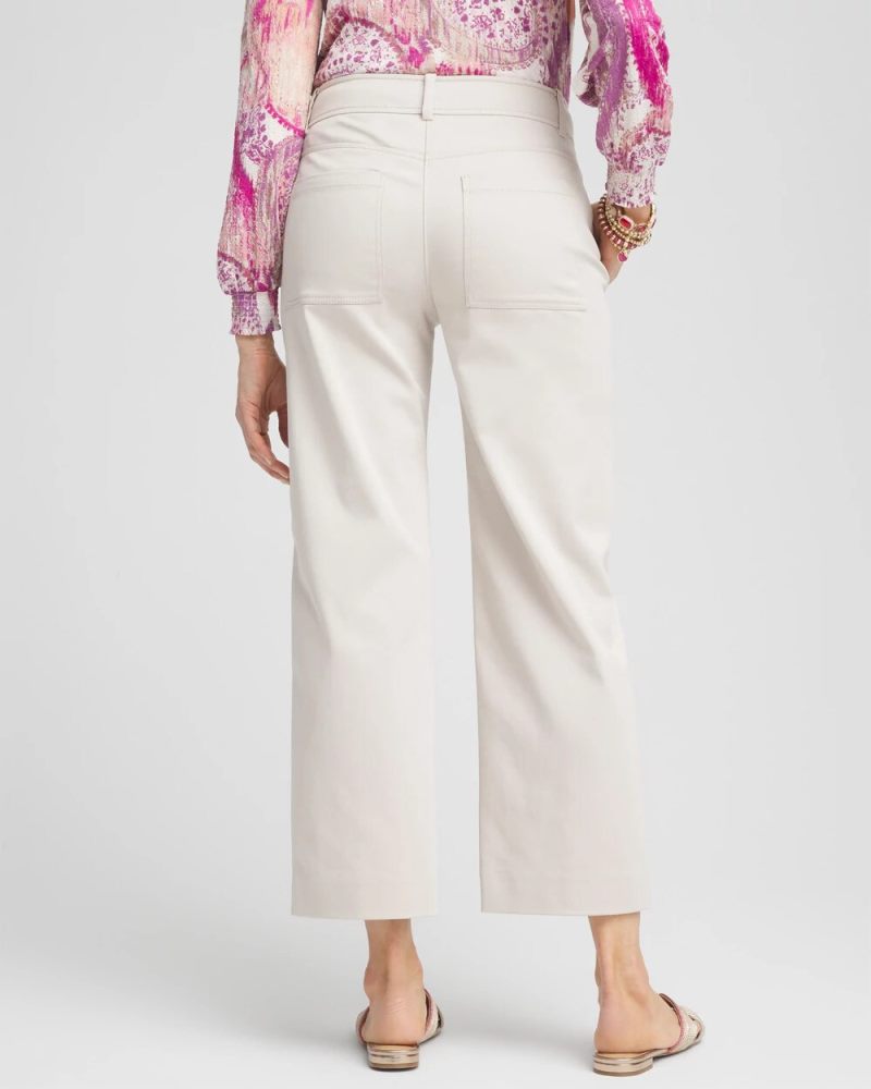 Chicos Stretch Sateen Straight Cropped Pants - SMOKEY TAUPE