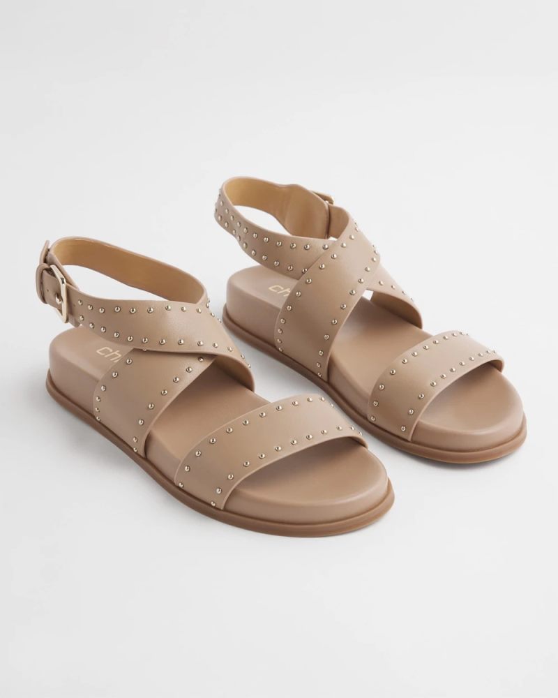 Chicos Tan Leather Sandals - DARK NATURAL
