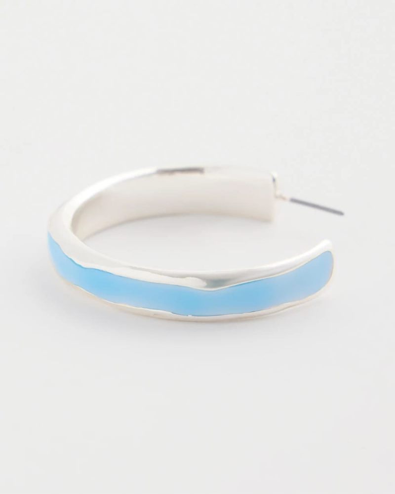 Chicos Sea Glass Inspired Hoop Earrings - BLUE