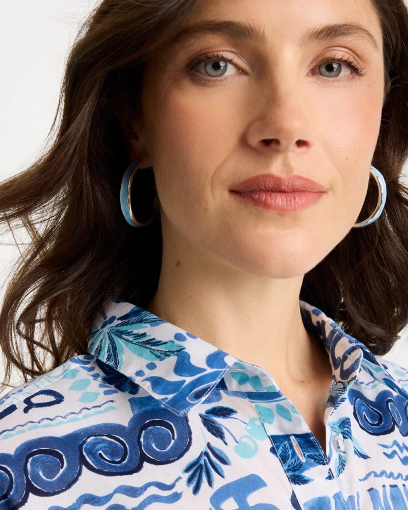 Chicos Sea Glass Inspired Hoop Earrings - BLUE