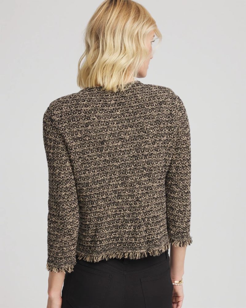 Chicos Tweed Cropped Jacket - BLACK