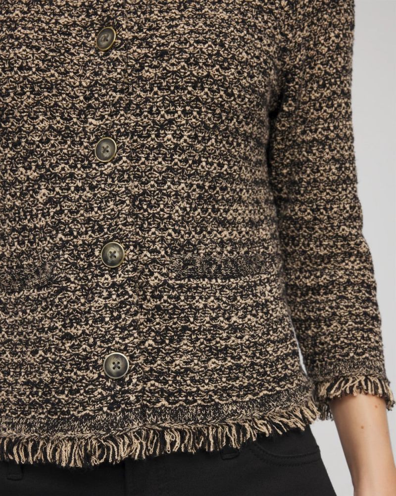 Chicos Tweed Cropped Jacket - BLACK