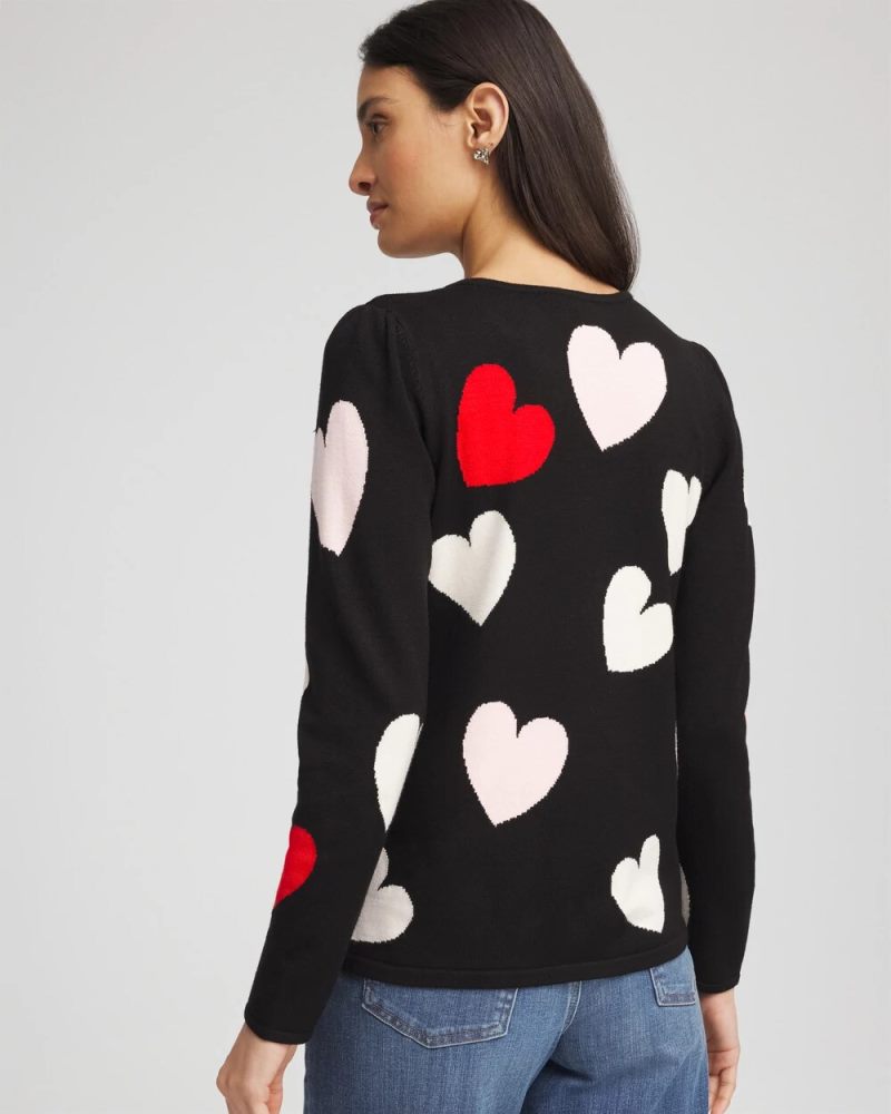 Chicos V-Day Multi-Heart Pullover - BLACK