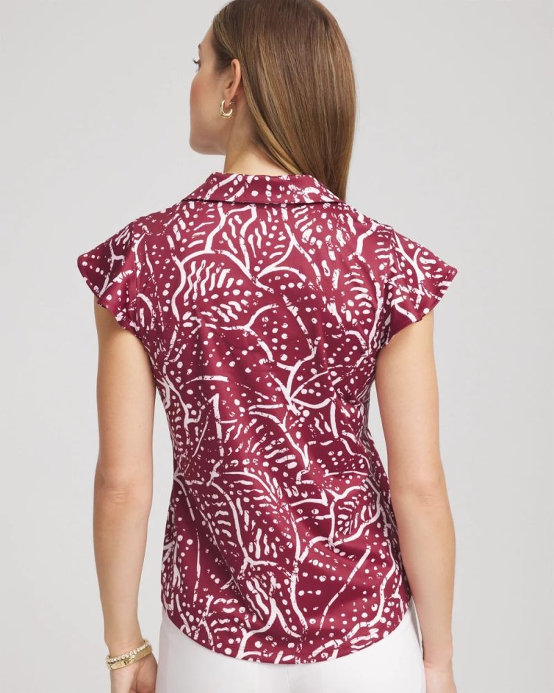 Chicos Zenergy® UPF Printed Polo Top - RUSSET RED