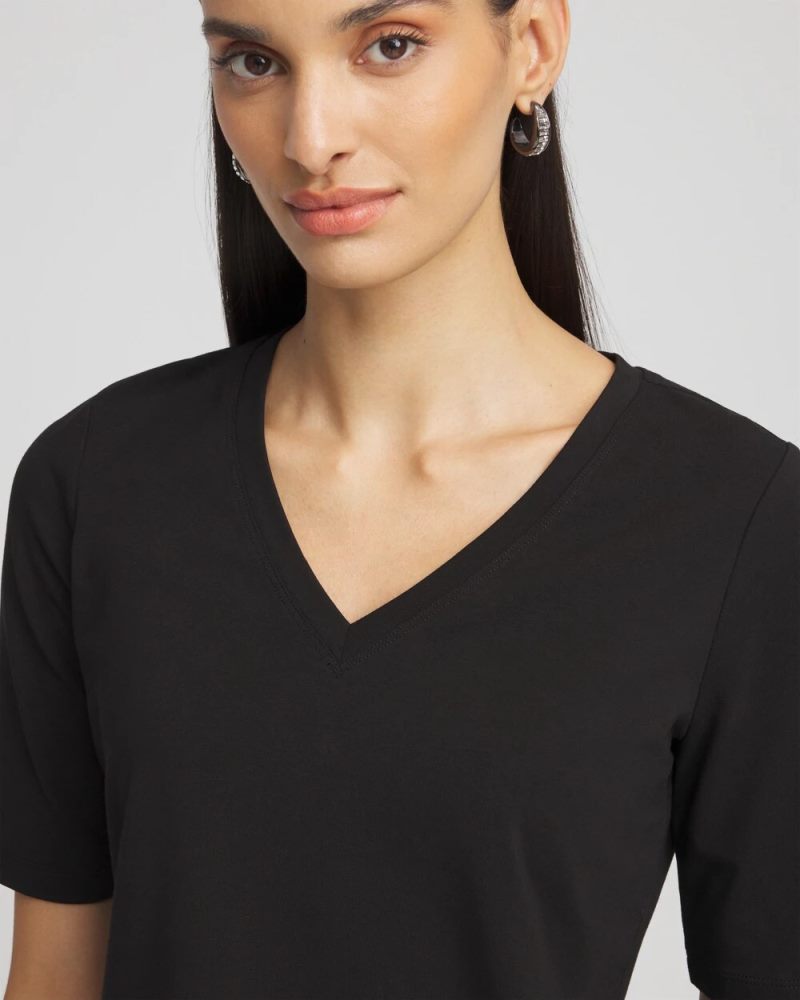 Chicos Perfect Elbow Sleeve Tee - BLACK