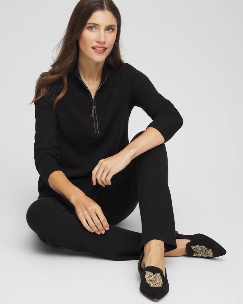 Chicos Zenergy® Luxe Half-Zip Pullover Top - BLACK