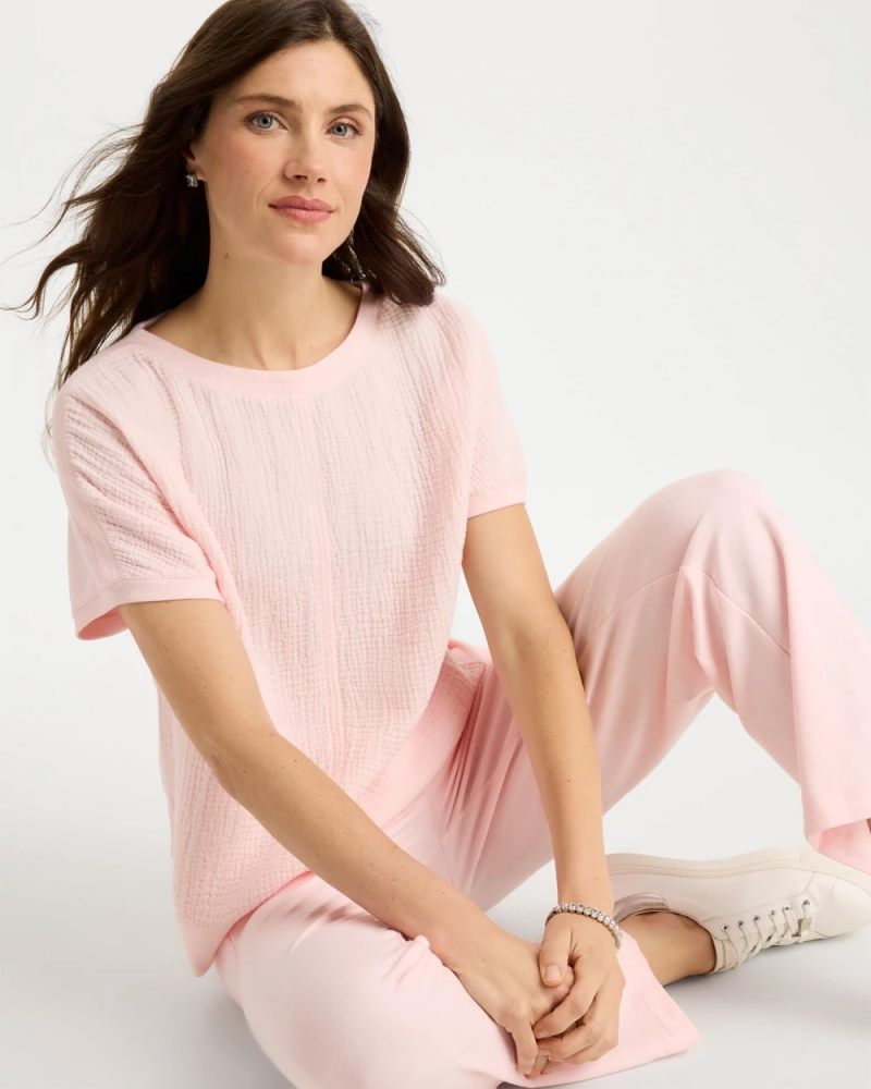 Chicos Zenergy® Gauze French Terry Tee - PINK LOTUS