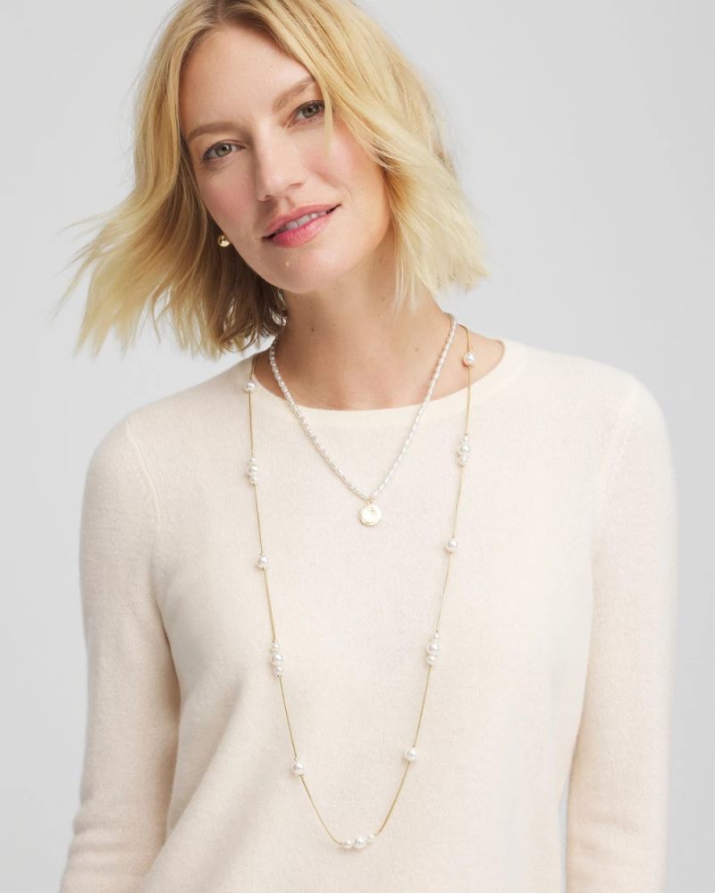 Chicos Convertible Faux Pearl Necklace - PEARL