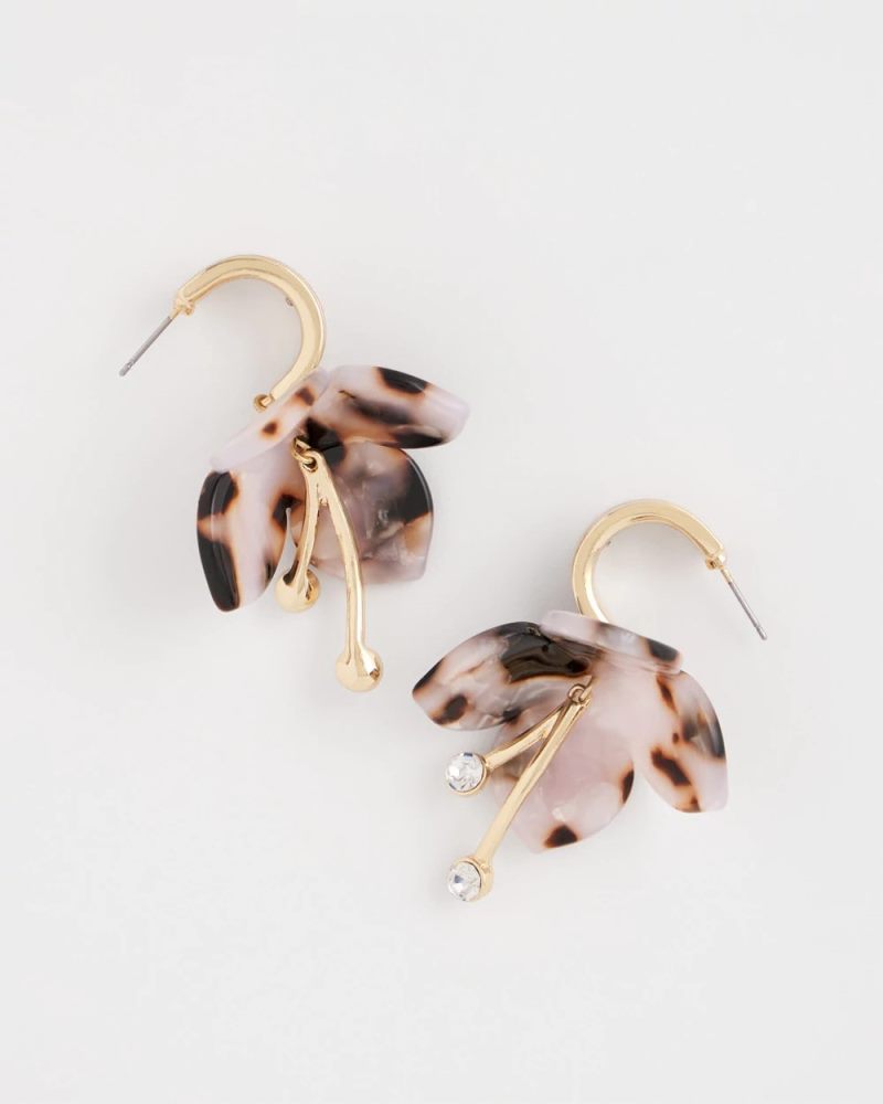 Chicos Tortoise Spider Lily Drop Earrings - NEUTRAL
