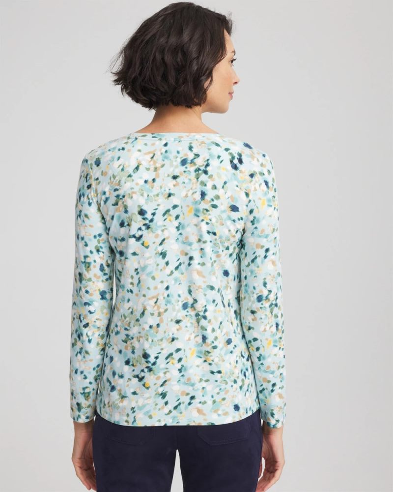 Chicos Printed Touch of Cool™ Layering Tee - BLUE MENTHE