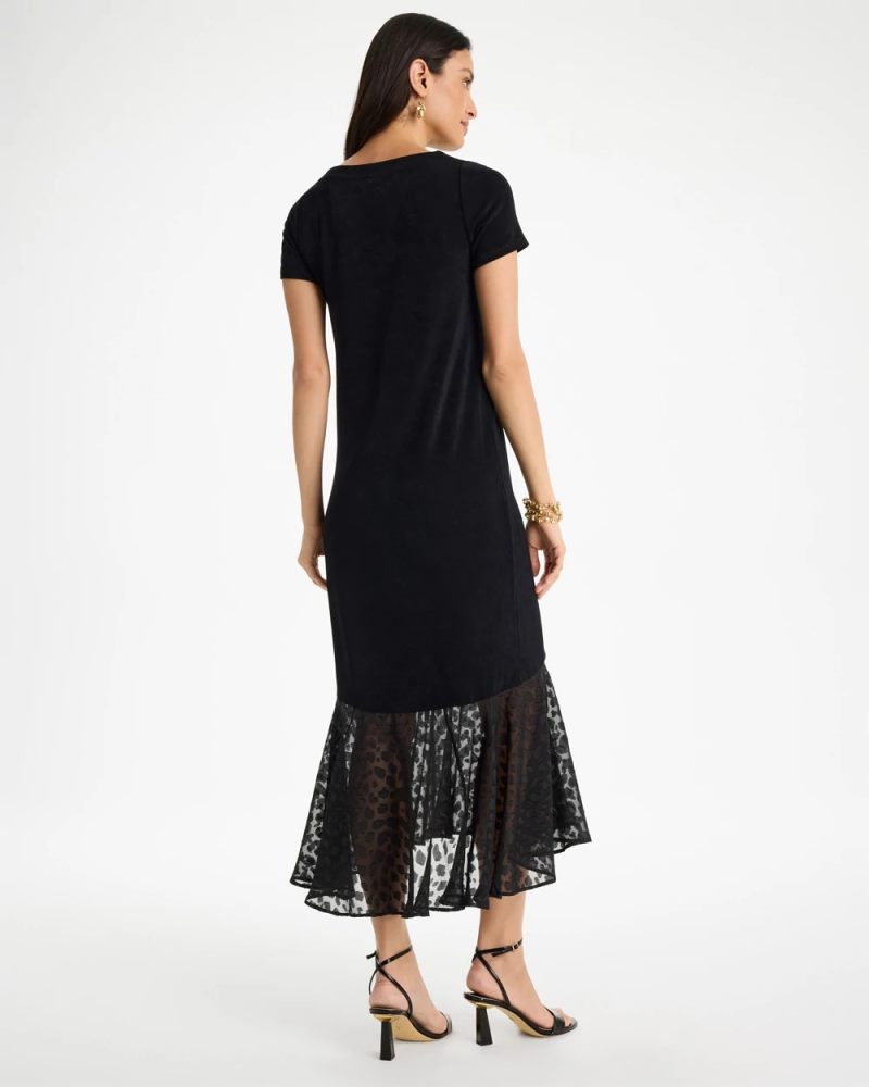 Chicos Travelers™ Burnout Chiffon Hem Dress - TRAVELERS BLACK
