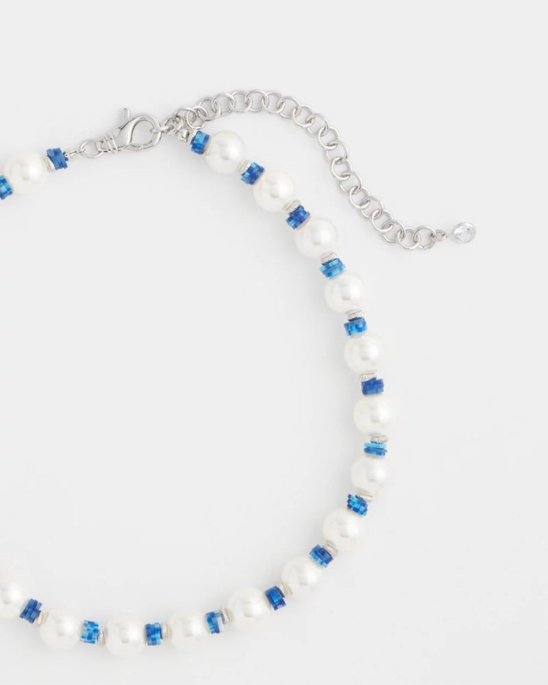 Chicos Short Pearl Blue Necklace - BLUE