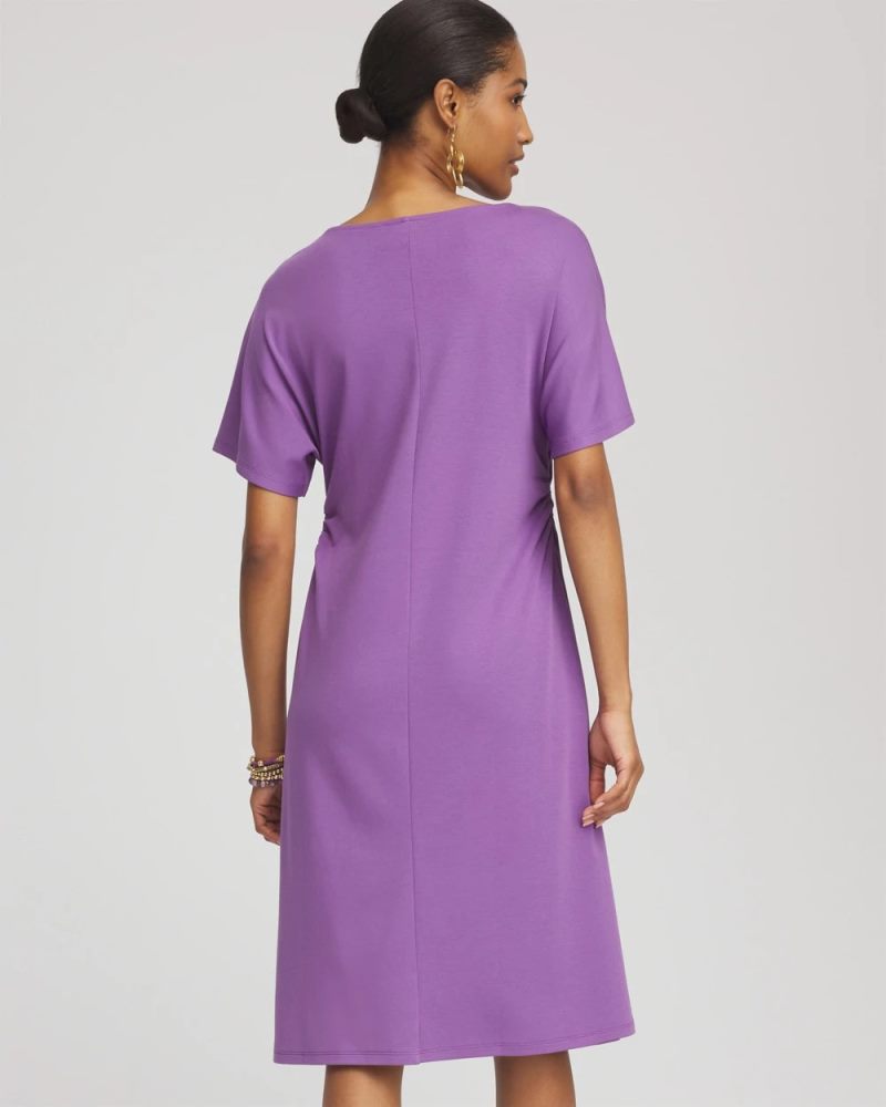 Chicos Fit and Flare Cinched Waist Dress - PLUM SHADE