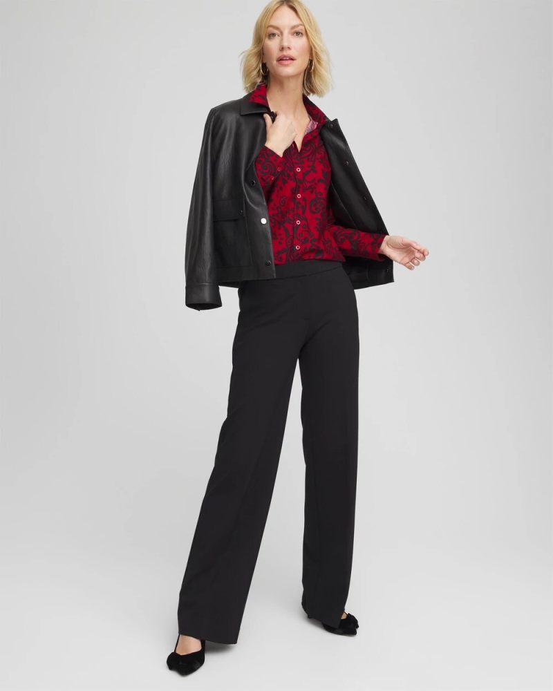 Chicos No Iron Vinstra Scrolls Shirt - CARMINE RED