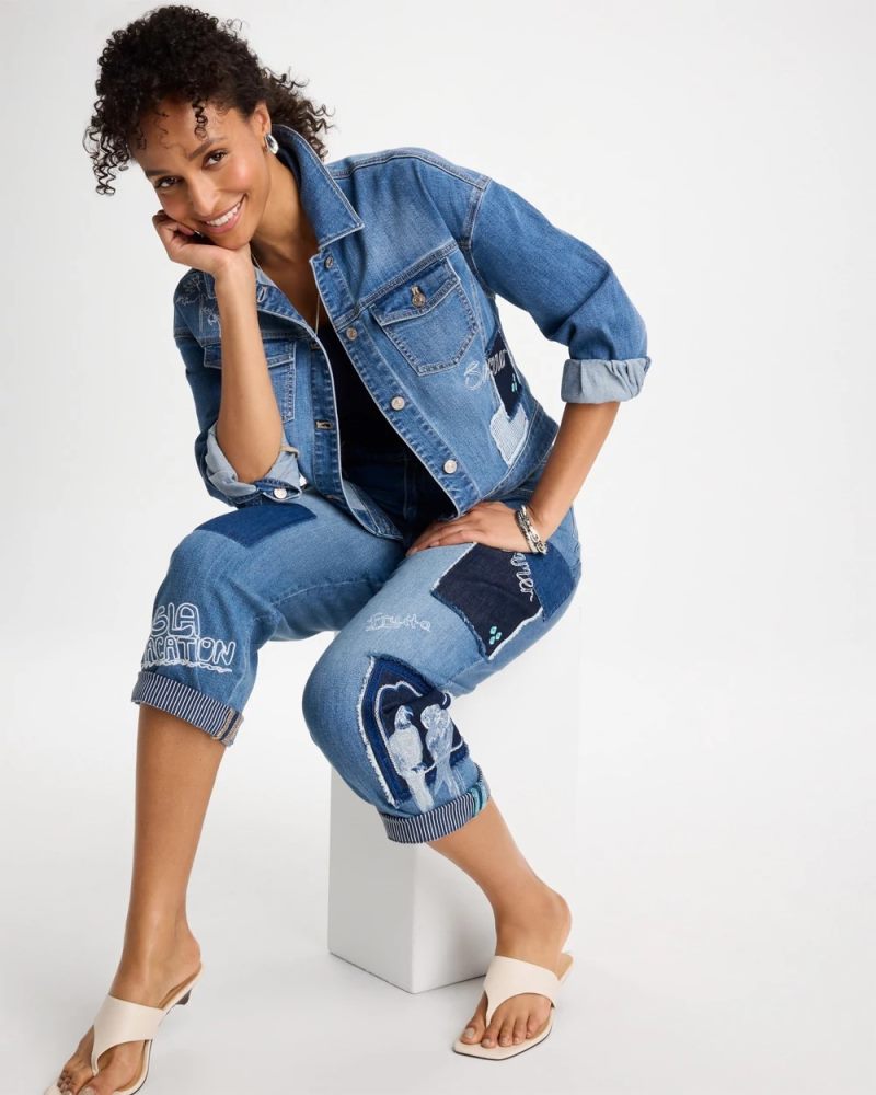 Chicos Denim Parrot Pocket Jacket - UNDERWATER INDIGO